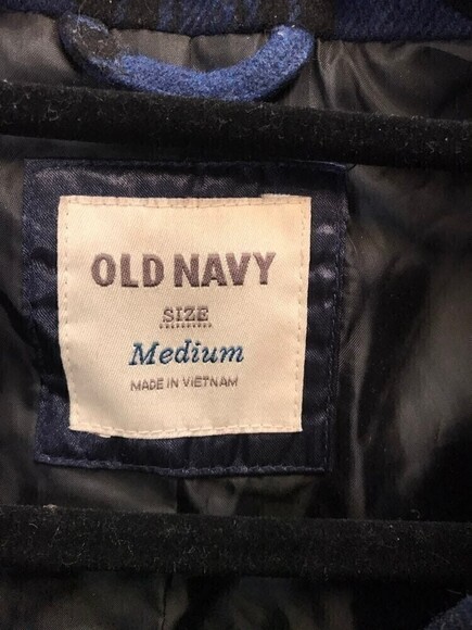 Old Navy Wool Blend Blue checkered Jacket Womens Medium - Picture 3 of 10